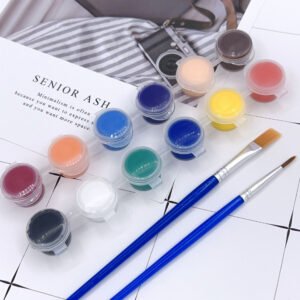 12 Color High Quality Acrylic Paint with 2 pcs Brush