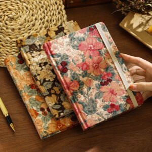 A5 Vintage Oil Painting Style Printing Notebook Corduroy Fabric Notepad