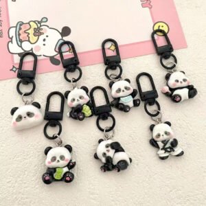 Black and White Panda Themed Keychain V2