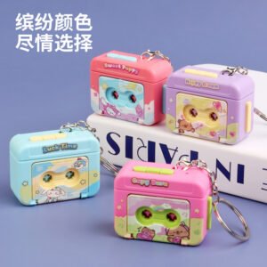 Cartoon Mini Radio Retro Tape Recorder Keychain