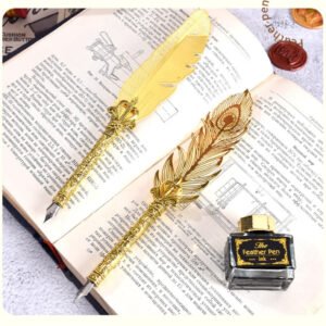 Classical Retro Feather Dip Ink Metal Pen Box Set