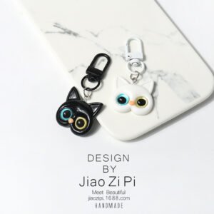 Creative Black and White Cat Keyring