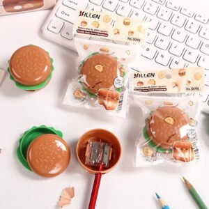 Creative Burger Shape Double Hole Pencil Sharpner