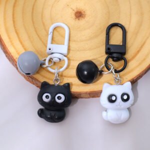 Cute Black And White Kitten KeyChain