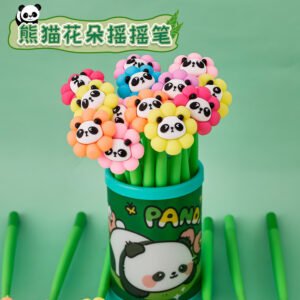 Cute Cartoon Panda Blooming Flower Silicon Body Gel Pen