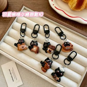 Cute Coffee Cat Keychain Pendent