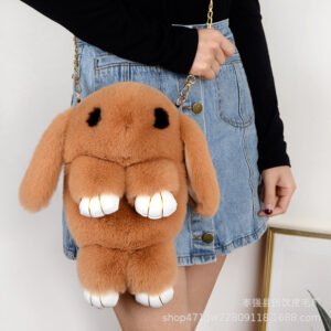 Cute Rabbit Shape Plush Soft Toy Rainbow Color Bag