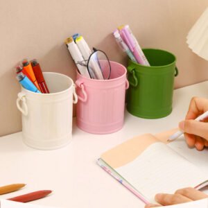 Cute Waste Bin Shape Pen Holder