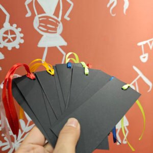 DIY Black Paper Blank Bookmark with Ribbon