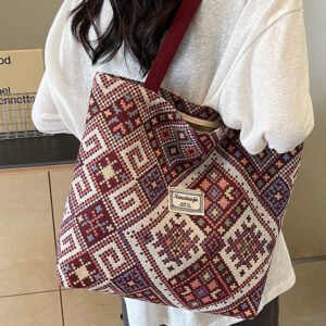 Large Capacity Ethnic Style Women Canvas Bag