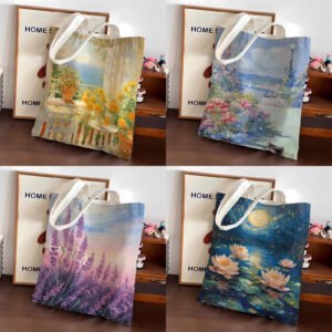 Oil Painting Retro Literary Shoulder Tote Bag