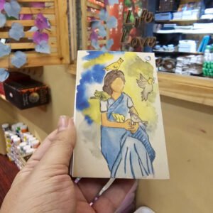 Pretty Lady with Bird Canvas Pocket Drawing Book