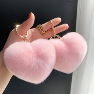 Rex Rabbit Fur Love Heart Shape Pendent