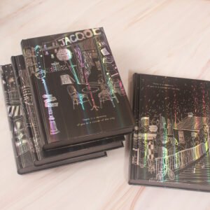 Romantic Town All Black Hardcover Notebook