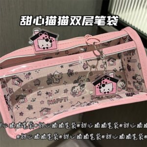 Sweetheart Cat Double Layer Transparent Pencil Bag