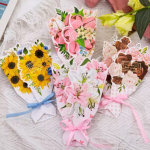 Three Dimensional Bouquet Bow Hot Stamping Greeting Card