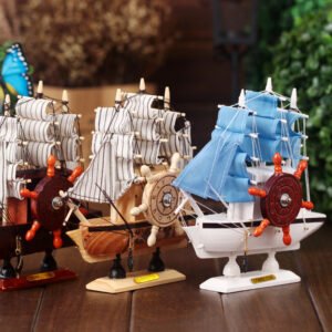 Wooden Made Vintage Sail Boat Music Box