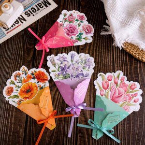 Three Dimensional Bouquet Bow Greetings Card