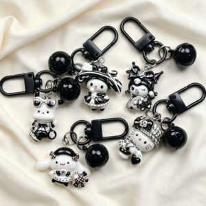 Cartoon Bell Black & White Resin Keychain