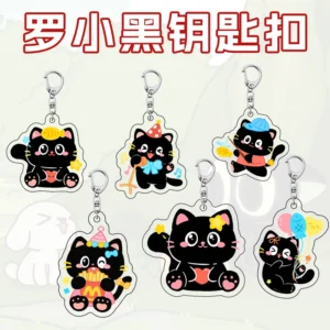 Cute Luo Small Black Cat Keychain