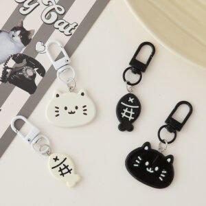 Flat Cat And Fish Pendant